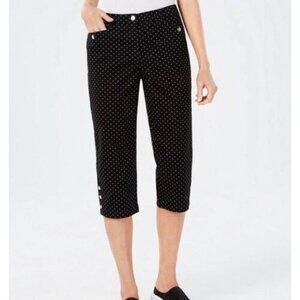 Karen Scott Women's Comfort Waist Tummy-Control Polka Dot Capri Navy